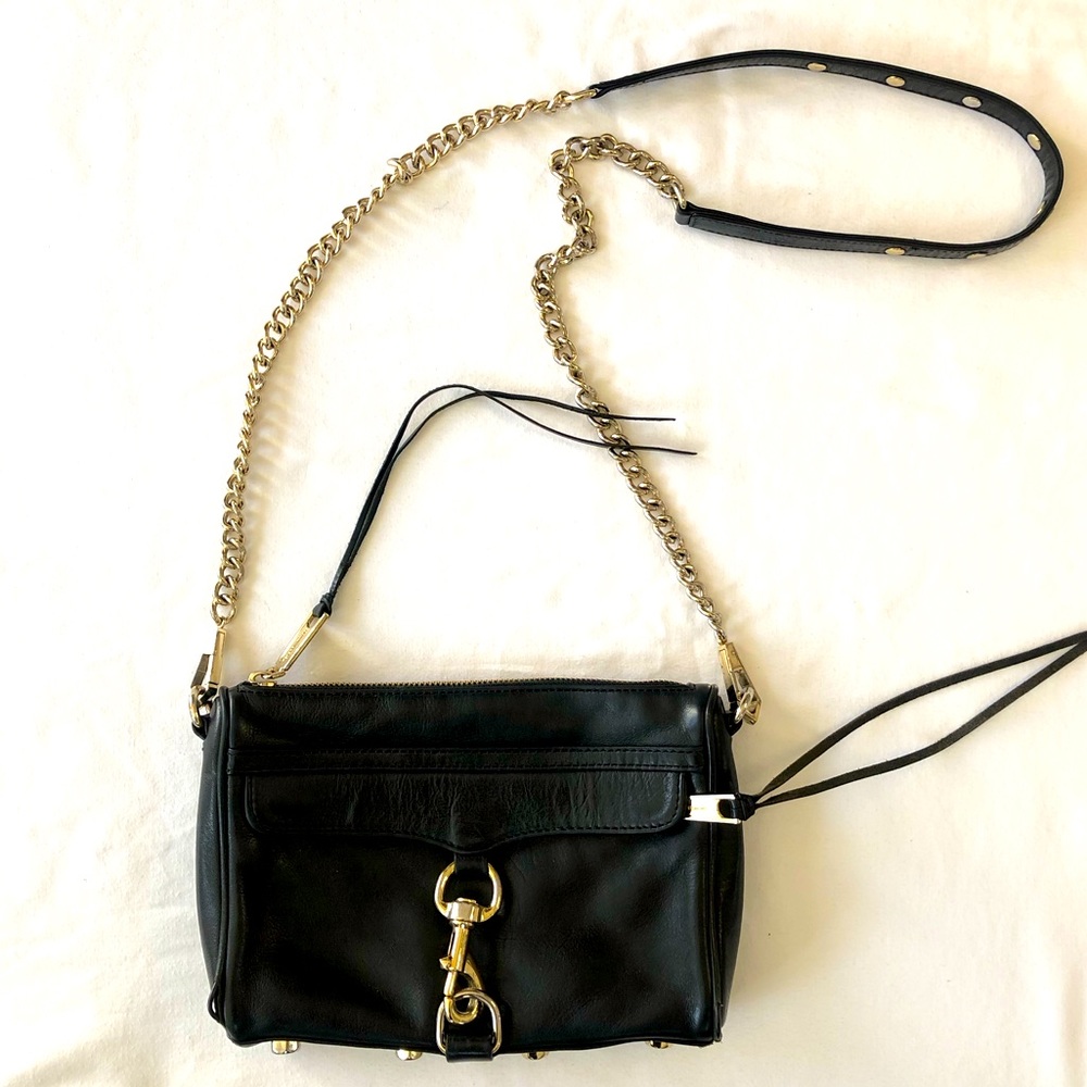 REBECCA MINKOFF CROSSBODY BAG IN BLACK LEATHER